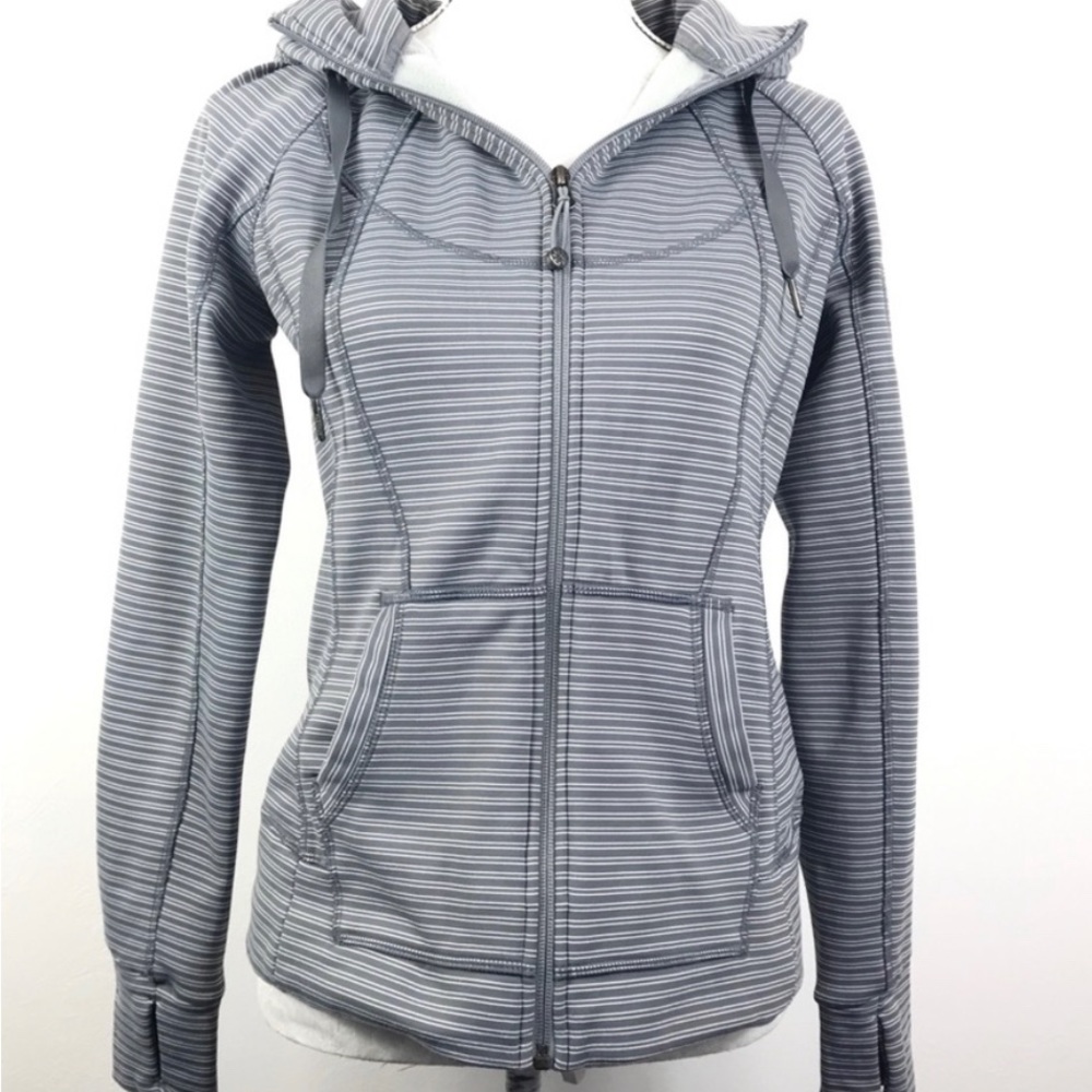 Athleta Grey Thumb Holes Hood Stretch Jack…